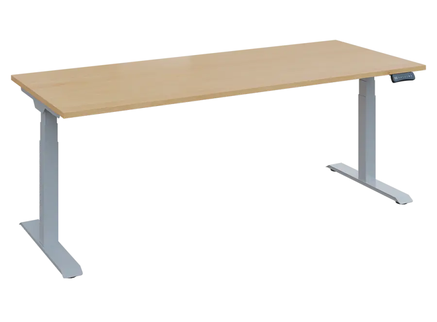 Fleximax 28-18 výškově nastavitelný stůl, kovová podnož stříbrná, deska 25 mm, široký 1800 mm, javor horský